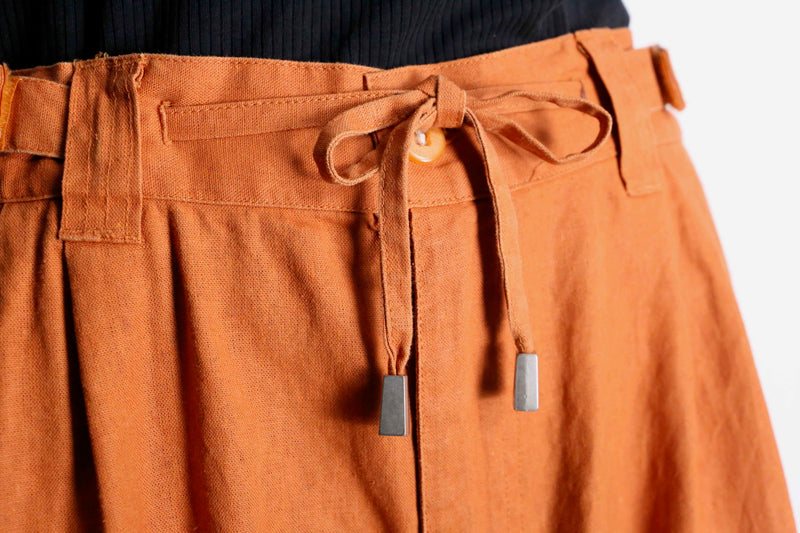 orange linen cargo short pants