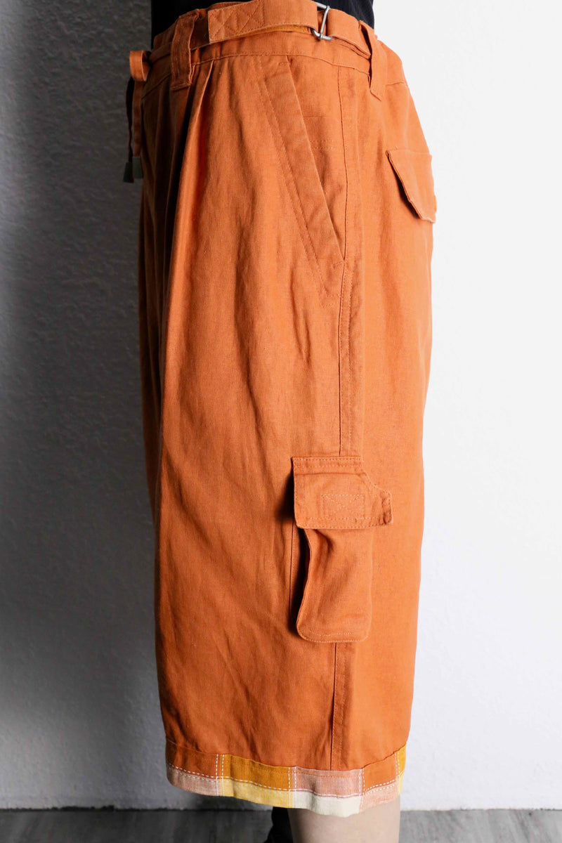 orange linen cargo short pants