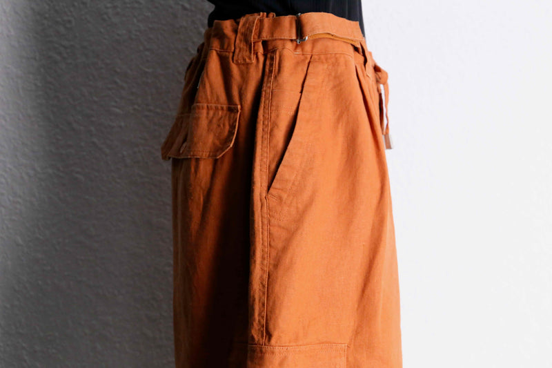 orange linen cargo short pants