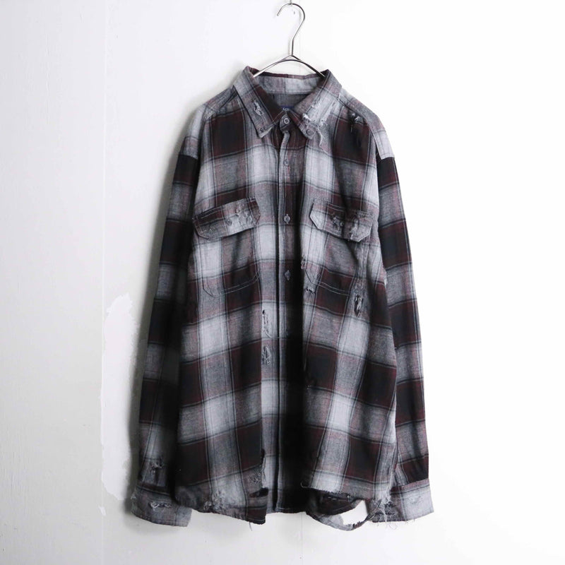 "Re:make" destroy omble check shirt