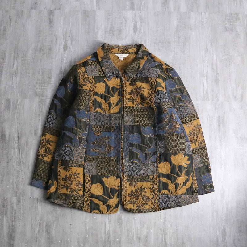 patchwork design gobelin zip jacket