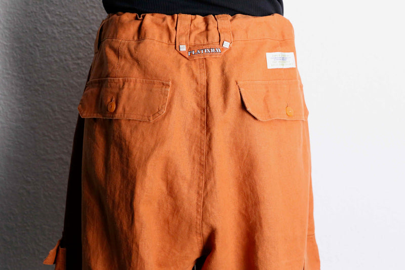 orange linen cargo short pants