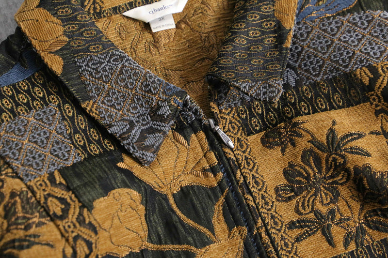 patchwork design gobelin zip jacket