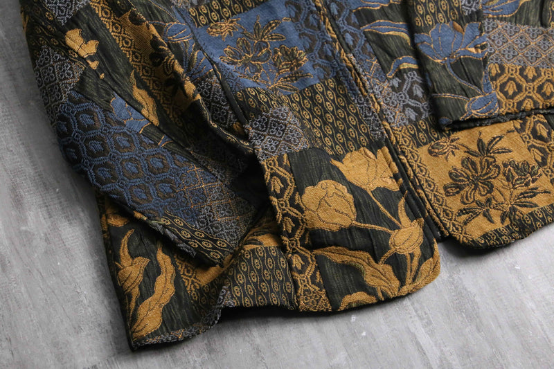 patchwork design gobelin zip jacket