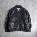 multi pocket black leather jacket