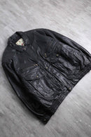 multi pocket black leather jacket
