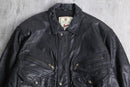 multi pocket black leather jacket