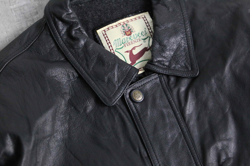 multi pocket black leather jacket