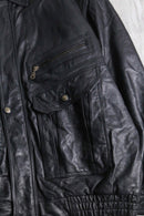 multi pocket black leather jacket