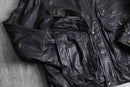 multi pocket black leather jacket