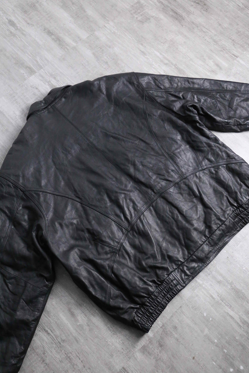 multi pocket black leather jacket