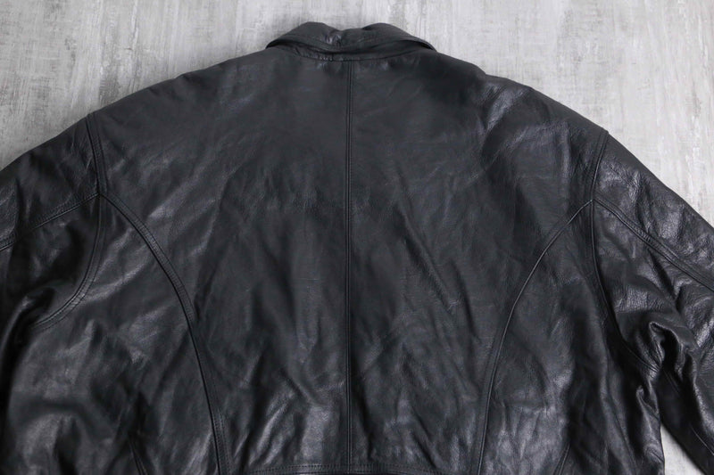 multi pocket black leather jacket