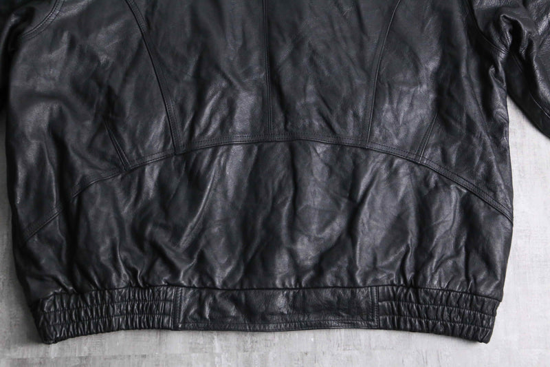 multi pocket black leather jacket