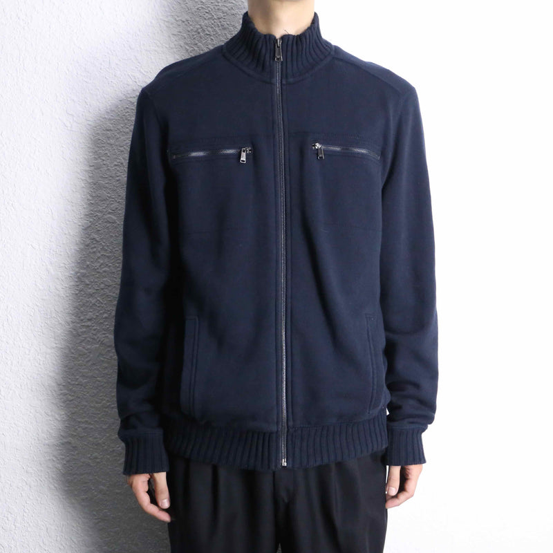 “Calvin Klein” navy knit switch zip-up sweat