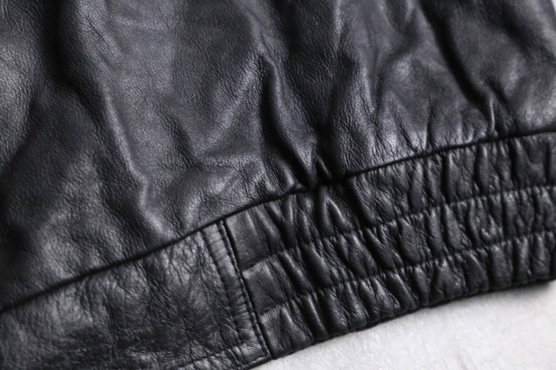 multi pocket black leather jacket