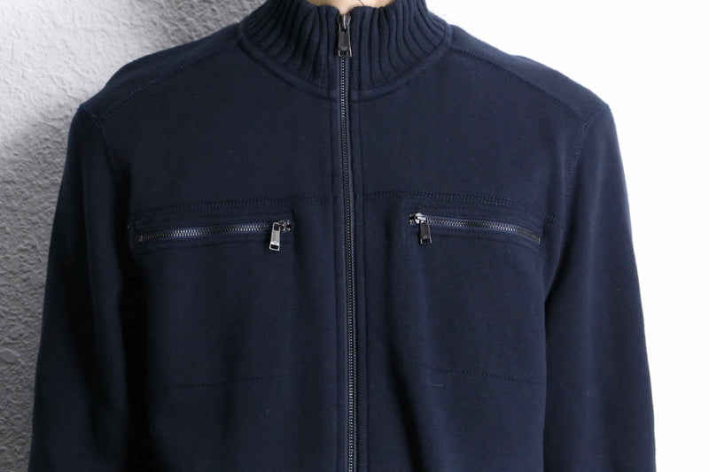 “Calvin Klein” navy knit switch zip-up sweat