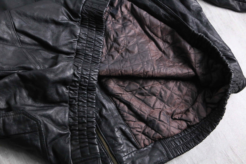 multi pocket black leather jacket