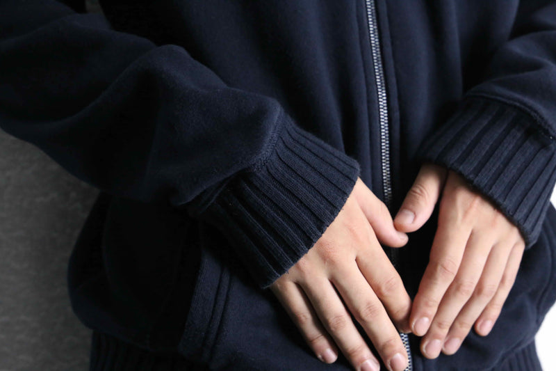 “Calvin Klein” navy knit switch zip-up sweat