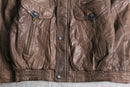 good aging stand collar brown leather jacket