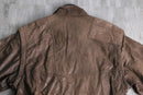 good aging stand collar brown leather jacket