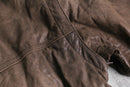 good aging stand collar brown leather jacket