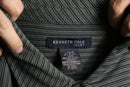 diagonal stripe open collar shirt