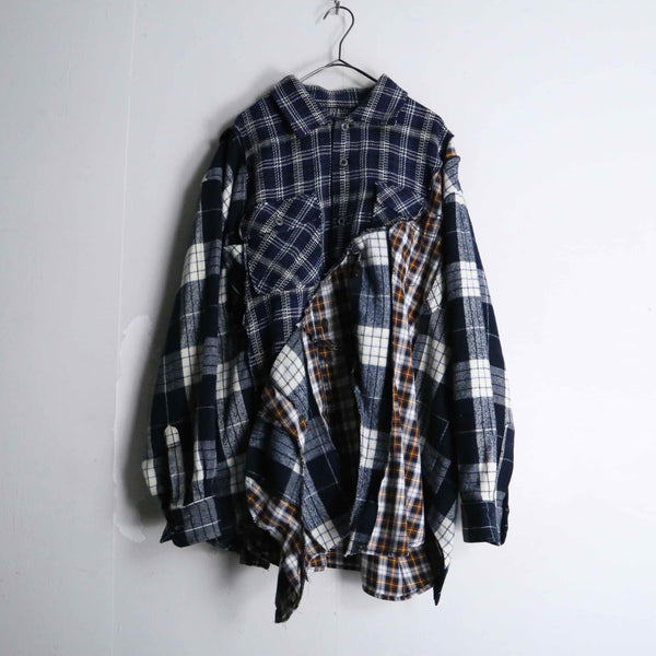 remake "再構築" check docking shirt