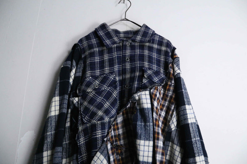 remake "再構築" check docking shirt