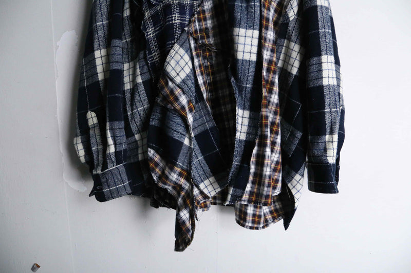 remake "再構築" check docking shirt