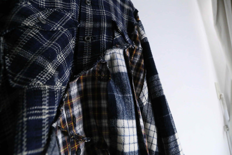 remake "再構築" check docking shirt