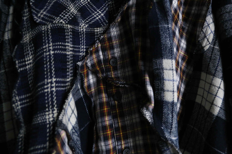 remake "再構築" check docking shirt