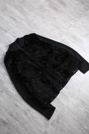 black fakefur zip knit jacket