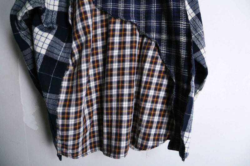 remake "再構築" check docking shirt