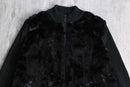 black fakefur zip knit jacket