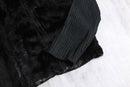 black fakefur zip knit jacket