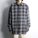 “PRONTI” monotone check loose L/S shirt