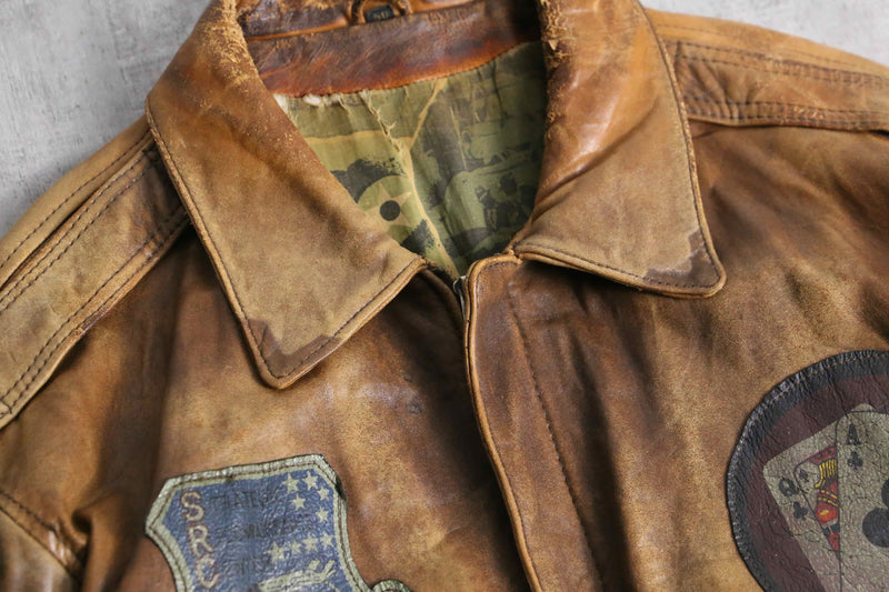 “A-2” type patch pattern leather  jacket