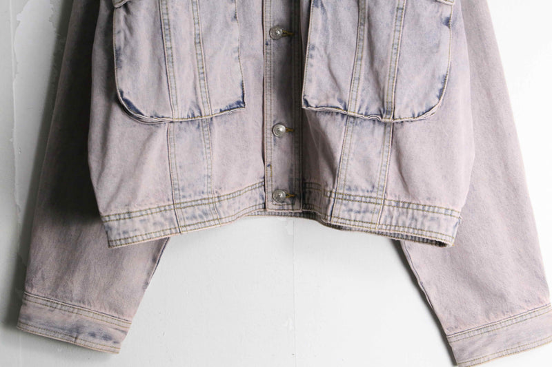 fade indigo×pink big silhouette denim jacket