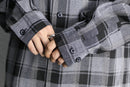 “PRONTI” monotone check loose L/S shirt