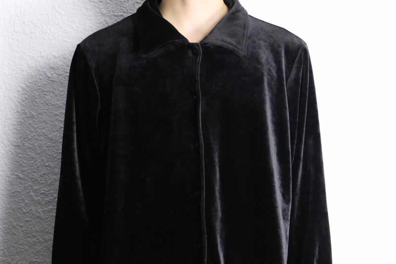 black color poly velour shirt