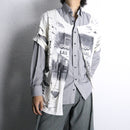 "Re:make" damaged tee docking stripe shirt