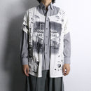 "Re:make" damaged tee docking stripe shirt