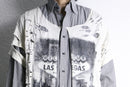 "Re:make" damaged tee docking stripe shirt