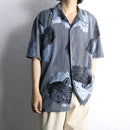 "PRONTI"panther pattern mesh s/s shirt