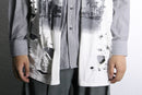 "Re:make" damaged tee docking stripe shirt