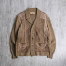 suede swiching open collar knit