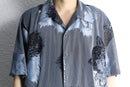 "PRONTI"panther pattern mesh s/s shirt