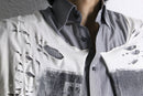 "Re:make" damaged tee docking stripe shirt
