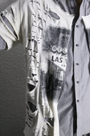 "Re:make" damaged tee docking stripe shirt