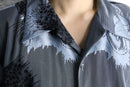 "PRONTI"panther pattern mesh s/s shirt